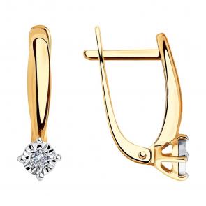 Золотые серьги SOKOLOV с бриллиантом 1021322 фото