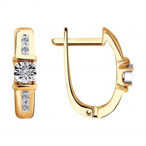 Золотые серьги SOKOLOV с бриллиантом 1021326 фото