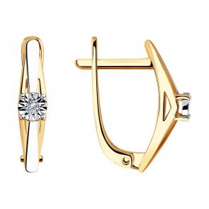 Золотые серьги SOKOLOV с бриллиантом 1021327 фото