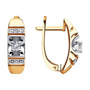 Золотые серьги SOKOLOV с бриллиантом 1021357 фото