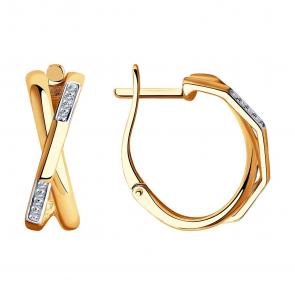 Золотые серьги SOKOLOV с бриллиантом 1021379 фото