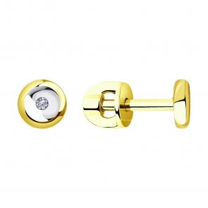 Серьги из лимонного золота SOKOLOV с бриллиантом 1021382-2 фото