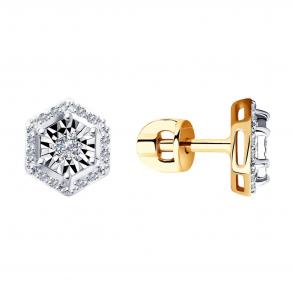 Золотые серьги SOKOLOV с бриллиантом 1021415 фото