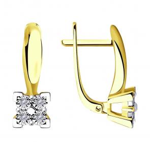 Серьги из лимонного золота SOKOLOV с бриллиантом 1021416-2 фото