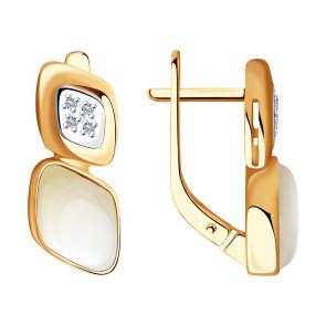 Золотые серьги SOKOLOV с бриллиантом и перламутром 1021436 фото