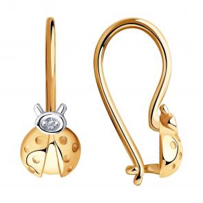 Золотые серьги SOKOLOV с бриллиантом 1021444 фото