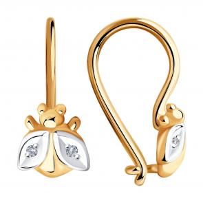 Золотые серьги SOKOLOV с бриллиантом 1021447 фото