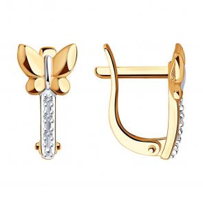 Золотые серьги SOKOLOV с бриллиантом 1021456 фото