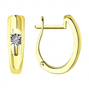 Серьги из лимонного золота SOKOLOV с бриллиантом 1021473-2 фото