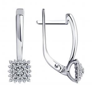 Серьги из белого золота SOKOLOV с бриллиантом 1021489 фото