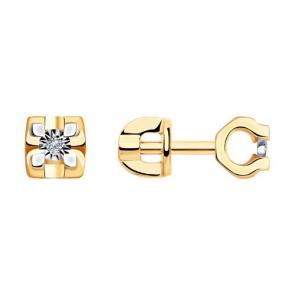 Золотые серьги SOKOLOV с бриллиантом 1021490 фото