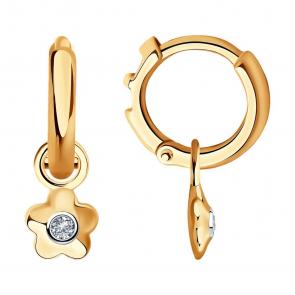 Золотые серьги-трансформеры SOKOLOV с бриллиантом 1021499 фото