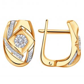 Золотые серьги Александра с бриллиантом 1021505ск фото