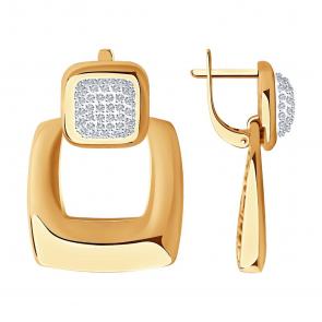 Золотые серьги SOKOLOV с бриллиантом 1021527 фото