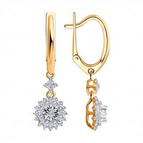 Золотые серьги SOKOLOV с бриллиантом 1021538 фото