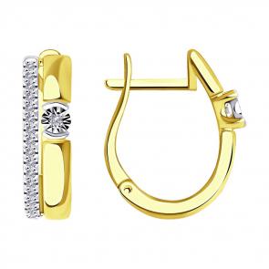 Серьги из лимонного золота SOKOLOV с бриллиантом 1021552-2 фото