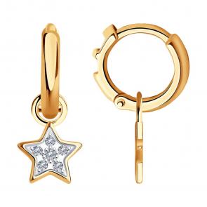 Золотые серьги-трансформеры SOKOLOV с бриллиантом 1021554 фото