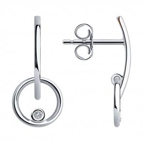 Серьги из белого золота SOKOLOV с бриллиантом 1021600 фото