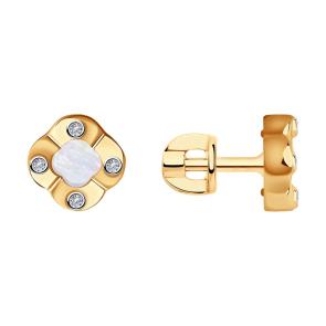 Золотые серьги SOKOLOV с бриллиантом и перламутром 1021602 фото