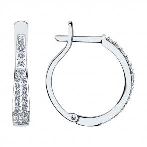 Серьги из белого золота SOKOLOV с бриллиантом 1021610 фото