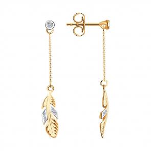 Золотые серьги SOKOLOV с бриллиантом 1021634 фото