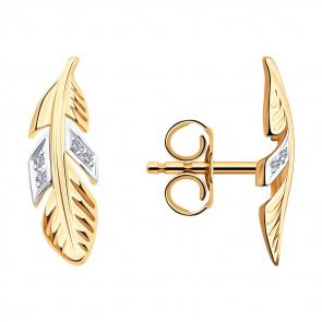 Золотые серьги SOKOLOV с бриллиантом 1021645 фото