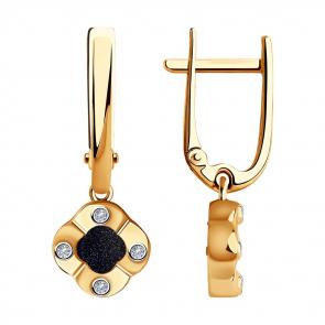 Золотые серьги SOKOLOV с бриллиантом и авантюрином 1021663 фото