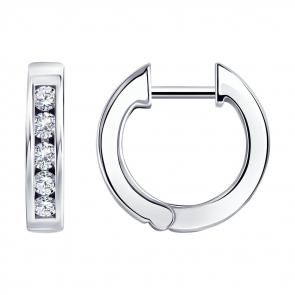 Серьги из белого золота SOKOLOV с бриллиантом выращенным 1021673-3-5 фото