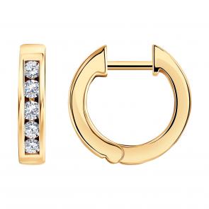 Золотые серьги SOKOLOV с бриллиантом выращенным 1021673-5 фото