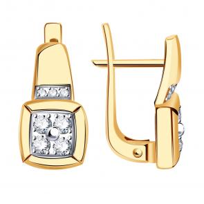 Золотые серьги Александра с бриллиантом 1021674ск фото