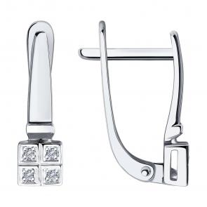 Серьги из белого золота SOKOLOV с бриллиантом 1021709 фото