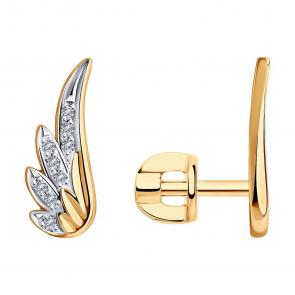 Золотые серьги Крылья SOKOLOV с бриллиантом 1021716 фото