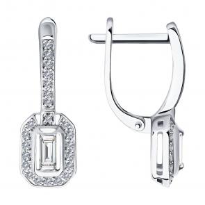 Серьги из белого золота SOKOLOV с бриллиантом 1021745 фото