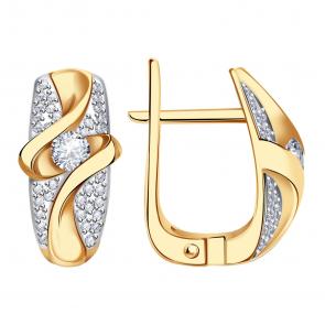 Золотые серьги Александра с бриллиантом 1021755ск фото