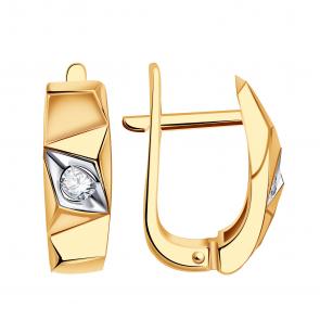 Золотые серьги Александра с бриллиантом 1021768сбк фото