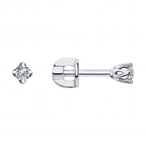 Серьги из белого золота SOKOLOV с бриллиантом 1021785-3 фото