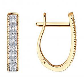 Золотые серьги SOKOLOV с бриллиантом 1021800 фото