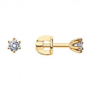 Золотые серьги SOKOLOV с бриллиантом 1021813-66 фото