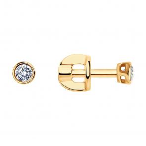 Золотые серьги SOKOLOV с бриллиантом выращенным 1021816-5 фото