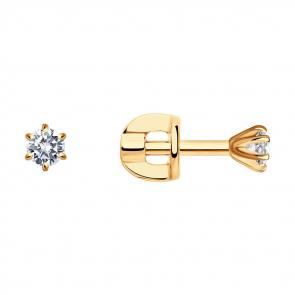 Золотые серьги SOKOLOV с бриллиантом 1021819 фото