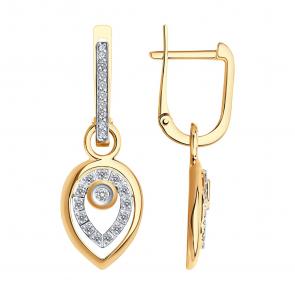 Золотые серьги-трансформеры SOKOLOV с бриллиантом 1021825 фото