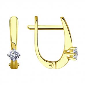 Серьги из лимонного золота SOKOLOV с бриллиантом 1021828-2 фото