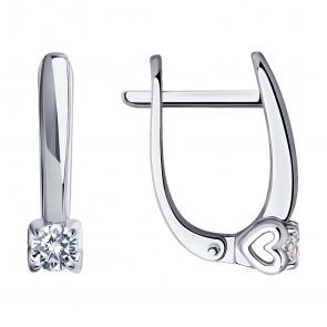 Серьги из белого золота SOKOLOV с бриллиантом выращенным 1021829-3-5 фото