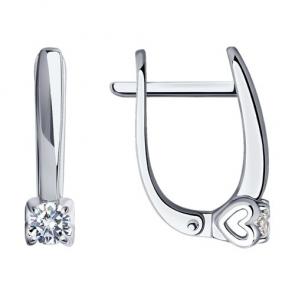 Серьги из белого золота SOKOLOV с бриллиантом 1021829-3-66 фото