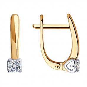 Золотые серьги SOKOLOV с бриллиантом 1021829-66 фото