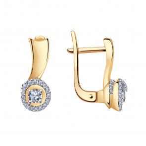 Золотые серьги Александра с бриллиантом 1021829ск фото