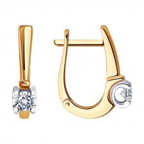 Золотые серьги SOKOLOV с бриллиантом 1021833 фото