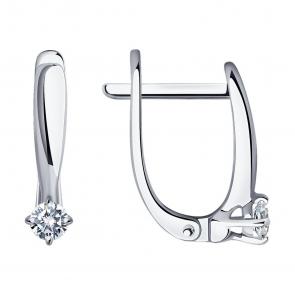 Серьги из белого золота SOKOLOV с бриллиантом выращенным 1021834-3-5 фото