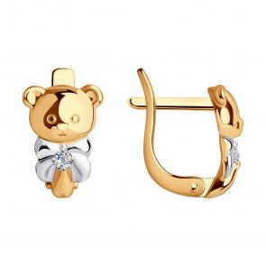 Золотые серьги SOKOLOV с бриллиантом 1021841 фото