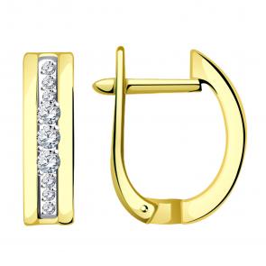 Серьги из лимонного золота Александра с бриллиантом 1021841сл фото